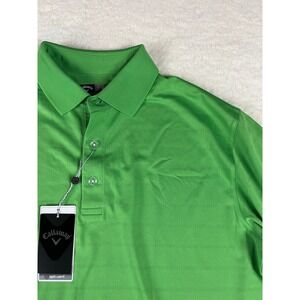Callaway Opti-Dri Golf Polo Shirt‎ Bright Green Textured Stripes Mens M